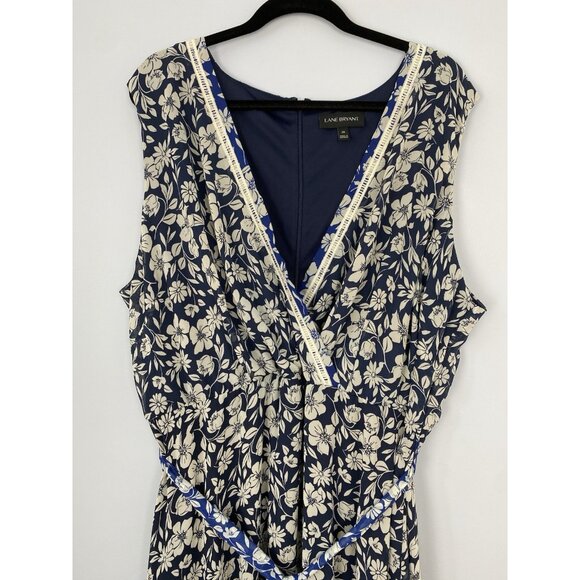 Lane Bryant Womens Size 26 Blue Floral Maxi Dress Sleeveless V-Neck - Picture 3 of 11